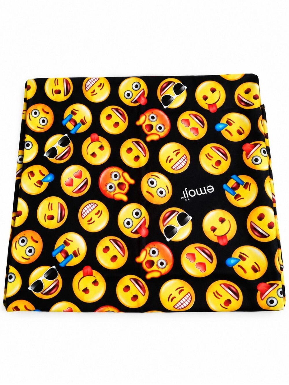 David Textiles 1 Yard Black Background Emoji Icon Graphic Print Fabric -Sewing